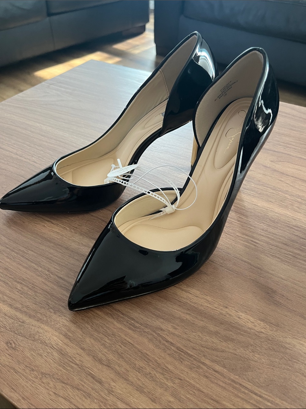 Jessica Simpson Black Patent Pointed-Toe Stiletto Pumps